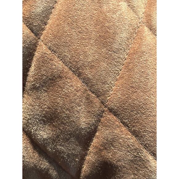 VTG Y2K Ann Taylor Quilted Suede Jacket, Zip Front, Tan, Size Large, EUC - Picture 3 of 3